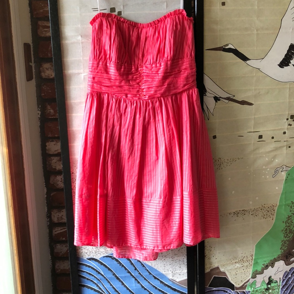 Coral strapless dress